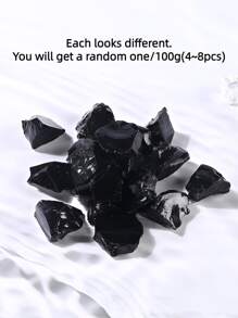 1pc/100g Natural Black Obsidian Crystal Rocks Raw Stones For Tumbling, Black Obsidian Crystals Bulk Rough Gemstone For Jewelry Making, Healing, Meditation, Sculpture Best Gifts - Black - View 7