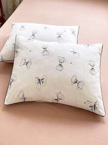4pcs/set French Modern-style Printed Elegant Bedding Set - 白色 - 查看 4
