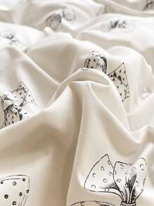 4pcs/set French Modern-style Printed Elegant Bedding Set - 白色 - 查看 5