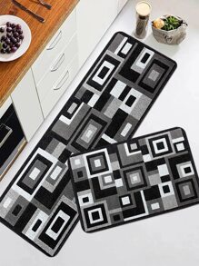 1pc Thảm nhà bếp nhung pha lê, Thảm phòng tắm, Thảm lối vào, Thảm kẻ sọc Thảm khu vực hình học, Thảm chùi chân chống trượt thấm nước, Thảm phong cách đơn giản, Thảm lót chân phòng khách, Chống thấm nước và chống trượt, Thảm kết cấu vải lồng vào nhau, Thảm hoa văn trừu tượng, Màu sắc- thảm khâu khối - Nhiều màu - Xem 2