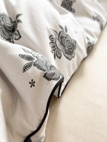 4pcs Modern French Style Floral Elegant Bedding Set - màu đen - Xem 5