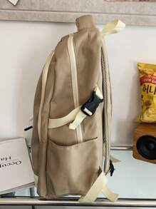 Mochila grande de gran capacidad, bolso de hombro, bolso bandolera, bolso de mano, mochila escolar para estudiantes, mochila para computadora sin colgante - Caqui - Ver 6