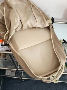 Mochila grande de gran capacidad, bolso de hombro, bolso bandolera, bolso de mano, mochila escolar para estudiantes, mochila para computadora sin colgante - Caqui - Ver 9