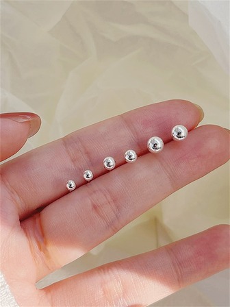 6入組/套時尚銅極簡耳釘適合女士適用於裝飾用品禮品