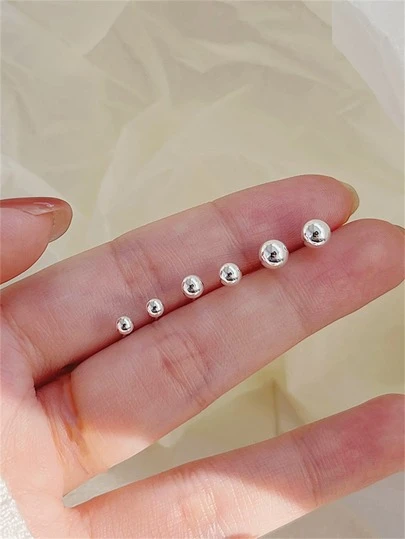 6入組/套時尚銅極簡耳釘適合女士適用於裝飾用品禮品