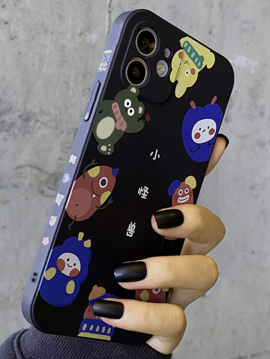 Funda para móvil con estampado de monstruo de dibujos animados - Negro - Ver 1