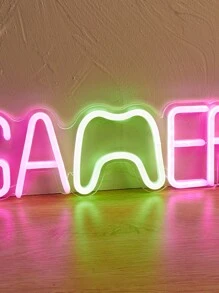 CHI-BUY 1pc Gamer Led Neon Sign Usb Powered Wall Neon Signs For Bedroom Home Game Room Party Decoration - 粉色 - 查看 5