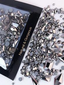 150 Peças Strass Redondos com Bottom Liso Mais 20 Peças Grandes de Formato Irregular Zircônia Preta e Vermelha para Decoração de Unhas