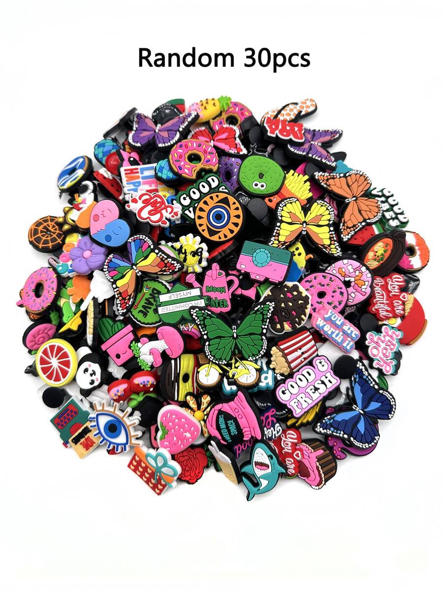 Cartoon Animal Evil Eye, Donut, Fruit Pattern Diy Shoe Decoration Buckle - Multicolor - View 1