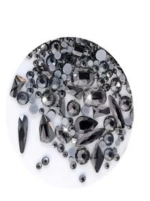 150 Peças Strass Redondos com Bottom Liso Mais 20 Peças Grandes de Formato Irregular Zircônia Preta e Vermelha para Decoração de Unhas