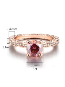 ESBERRY 1入組玫瑰紅色莫桑石水鑽訂婚戒指婚戒適合女士S925純銀玫瑰鍍金閃耀定情戒指永恆戒指週年紀念日戒指奢華首飾類禮物 - 玫紅色 - 查看 4