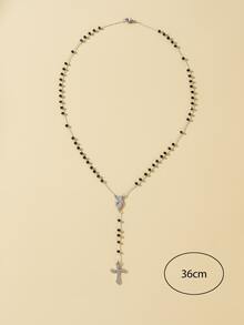1pc 3mm Black Fashionable Minimalist Style Cross Pendant Necklace, Suitable For Daily Wear