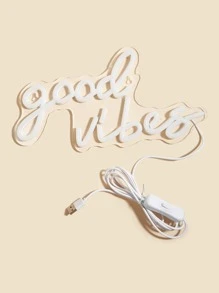 CHI-BUY 1pc Goodvibes Led Neon Sign Usb Powered Wall Neon Signs For Bedroom Home Wedding Party Decoration - 黃色 - 查看 3