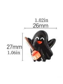 10入組萬聖節派對diy樹脂飾品,包括耳環、髮夾、文具、手機殼、鑰匙扣、杯子、鞋扣、冰箱貼片(不含磁鐵)和貼紙材料,免費附送雙面膠