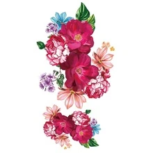 10入組/套防水臨時紋身貼,紅色和黑色系列帶花卉圖案,蝴蝶,老虎,獅子,和狼設計 - 彩色 - 查看 9