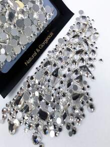 150 Peças Strass Redondos com Bottom Liso Mais 20 Peças Grandes de Formato Irregular Zircônia Preta e Vermelha para Decoração de Unhas