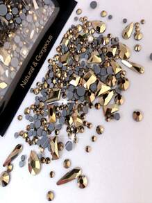 150 peças Strass Redondo Flatback mais 20 peças Strass para Unhas Grandes e Pretos em Formatos Variados, Decorativos de Unha DIY, Pedras Decorativas de Unha, Materiais para Unhas.