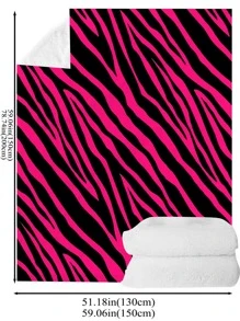 Rosa och svart zebratryckt flanellfilt, supermjukt och varmt, lämpligt för flickor och pojkar - Multifärgad - Visa 3