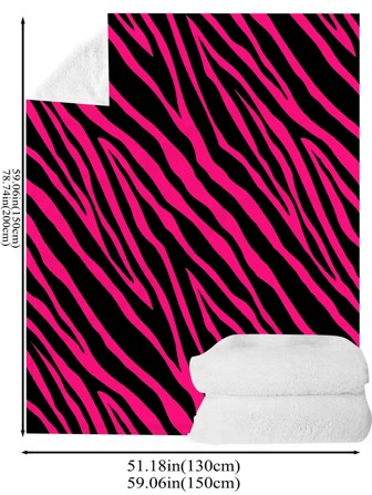 Rosa och svart zebratryckt flanellfilt, supermjukt och varmt, lämpligt för flickor och pojkar