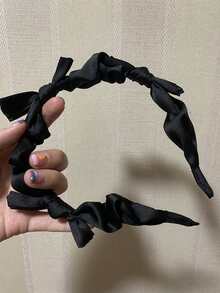 1个可爱甜美的黑色蝴蝶结发箍 - 黑色 - 查看 7