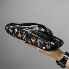 Dép xỏ ngón & dép nam Khối Màu Lá thư - màu đen - Xem 4