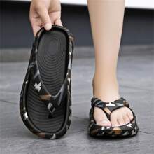 Dép xỏ ngón & dép nam Khối Màu Lá thư - màu đen - Xem 8