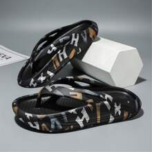 Dép xỏ ngón & dép nam Khối Màu Lá thư - màu đen - Xem 2