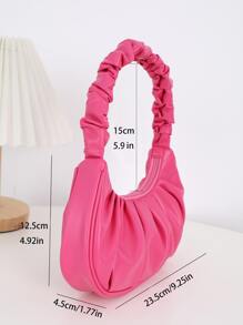 1pc Girls Solid Colour Zipper Square Bag - Hot Pink - View 10