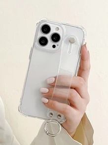 1 pieza Funda transparente para teléfono con soporte compatible con iPhone/Galaxy/Redmi/Pixel/Moto/OPPO