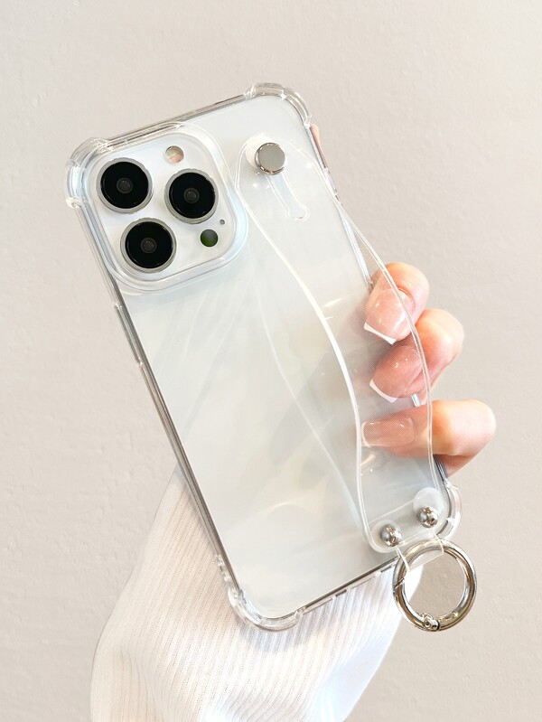 Apple 1pc Transparent Phone Case With Holder Compatible With IPhone/Galaxy/Redmi/ Pixel / Moto/OPPO