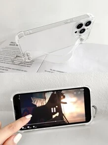 1 pieza Funda transparente para teléfono con soporte compatible con iPhone/Galaxy/Redmi/Pixel/Moto/OPPO