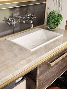 1卷大理石牆紙,防油耐熱自粘牆紙,家具裝飾,奢華香檳色白色 - 黃色 - 查看 3