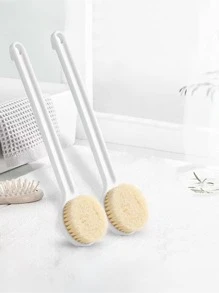 1pc Bathing Back Scrubber Soft Bristle Brush For Back Cleaning, Perfect Shower Accessory,Bag,Organizer,Storage,Hair Clips - White - View 2
