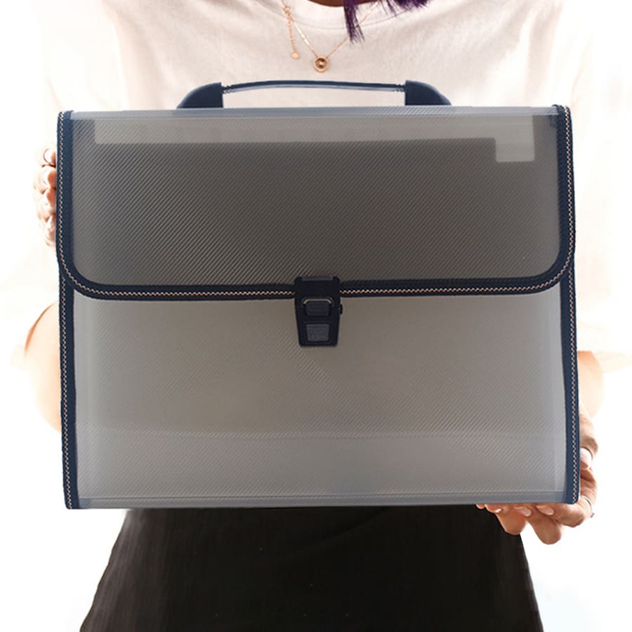 1 pieza Bolsa tipo acordeón de mano con 13 bolsillos para almacenamiento de documentos, de vuelta a la escuela, útiles escolares