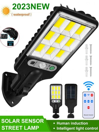 1 件太陽能壁燈運動感應器戶外 108 Cob 安全燈帶燈反射器和 3 種照明模式,ip65 防水太陽能燈適用於花園庭院庭院道路停車場
