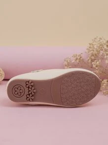 2023 Girls' Popular Flower Decorated Flat Outdoor Princess Shoes With Hook Loop Strap - Beige - View 6