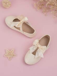 2023 Girls' Popular Flower Decorated Flat Outdoor Princess Shoes With Hook Loop Strap - Beige - View 2