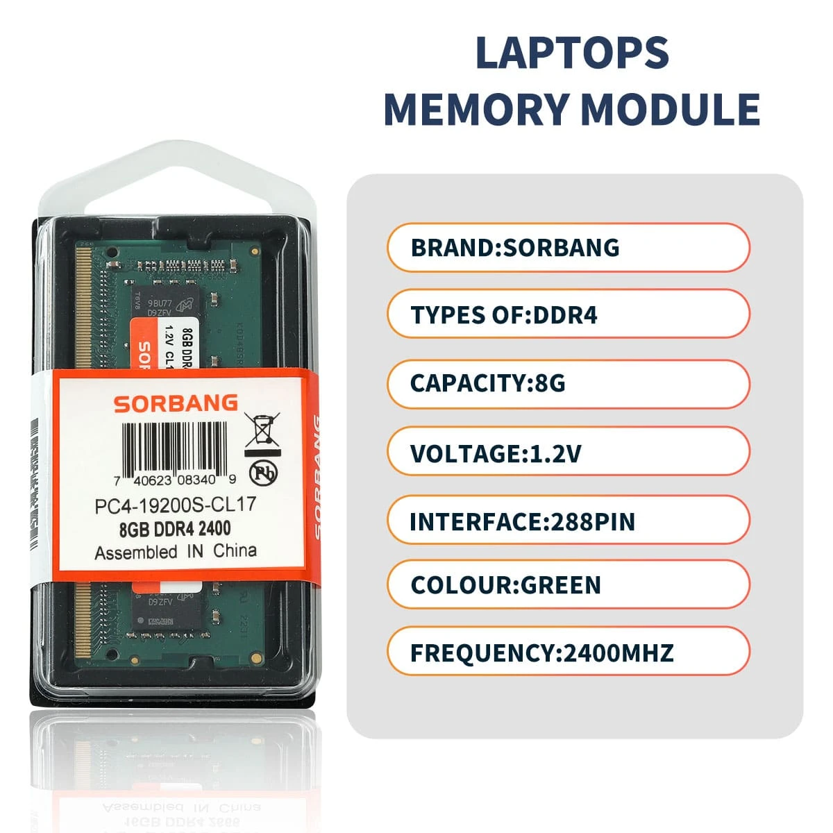 Memoria RAM DDR4 de 2400MHz y 2666MHz DIMM DDR4 para portátil, computadora portátil y bloc de notas - Verde militar - Ver 1