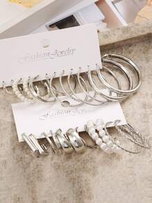 24 cặp/bộ Bông tai thiết kế chữ C đơn giản dành cho nữ, hoàn hảo để làm quà tặng cho buổi hẹn hò và kỳ nghỉ - Bạc - Xem 2