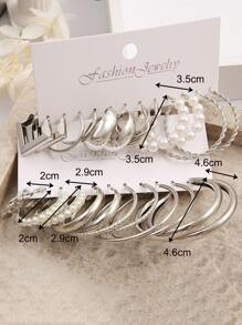 24 cặp/bộ Bông tai thiết kế chữ C đơn giản dành cho nữ, hoàn hảo để làm quà tặng cho buổi hẹn hò và kỳ nghỉ - Bạc - Xem 4