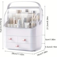 1pc Plastic Multi-layer Tabletop Cosmetic Storage Box - White - View 3