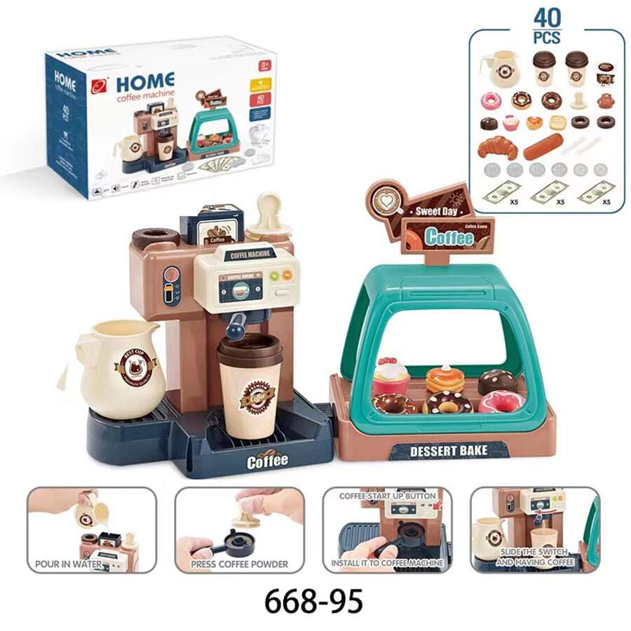 Set juguete de niños verde café máquina
