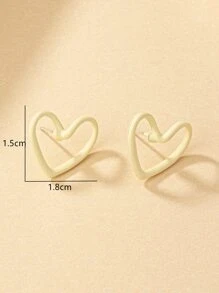 1pair Fashion Zinc Alloy Hollow Out Heart Stud Earrings For Women For Decoration Gift Party