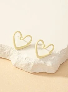 1pair Fashion Zinc Alloy Hollow Out Heart Stud Earrings For Women For Decoration Gift Party