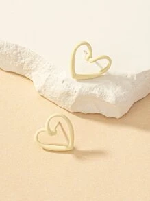 1pair Fashion Zinc Alloy Hollow Out Heart Stud Earrings For Women For Decoration Gift Party