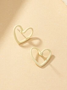 1pair Fashion Zinc Alloy Hollow Out Heart Stud Earrings For Women For Decoration Gift Party