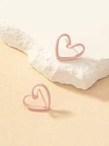 1pair Fashion Zinc Alloy Hollow Out Heart Stud Earrings For Women For Decoration Gift Party