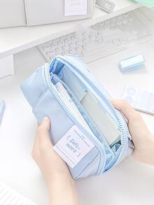 鉛筆盒筆袋奶油色大容量柔軟多口袋收納袋文具學校 - 薄荷綠 - 查看 7