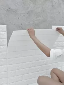 5入組/10入組DIY 3D牆貼壁紙泡沫軟磚自粘防水防黴房間家居客廳浴室廚房床上用品房間裝飾 - 白色 - 查看 1