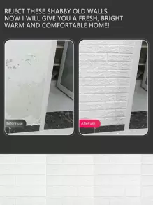 5入組/10入組DIY 3D牆貼壁紙泡沫軟磚自粘防水防黴房間家居客廳浴室廚房床上用品房間裝飾 - 白色 - 查看 2